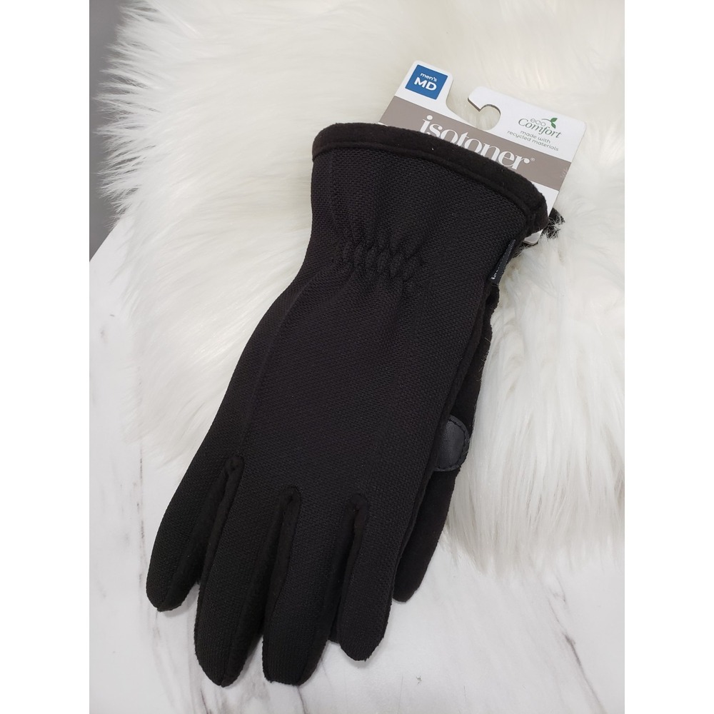 TOUCH SCREEN Men's Black Glove Isotoner Medium Touchscreen Sleekheat Black
